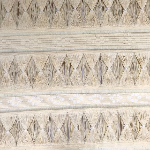 Mustard Yellow Ochre Woven Macrame Fringe Boho Wall Hanging Tapestry Textile Art - Picture 7 of 7